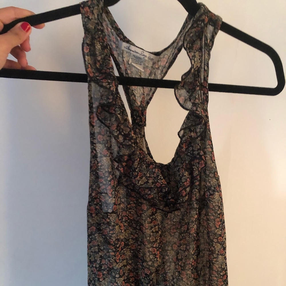 Sleeveless floral blouse